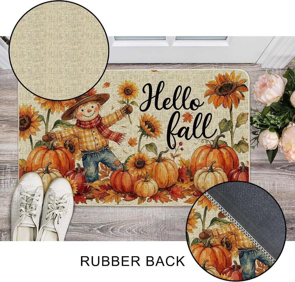 Hello Pumpkin Fall Door Mat, Fall Doormat 17X29 Inch