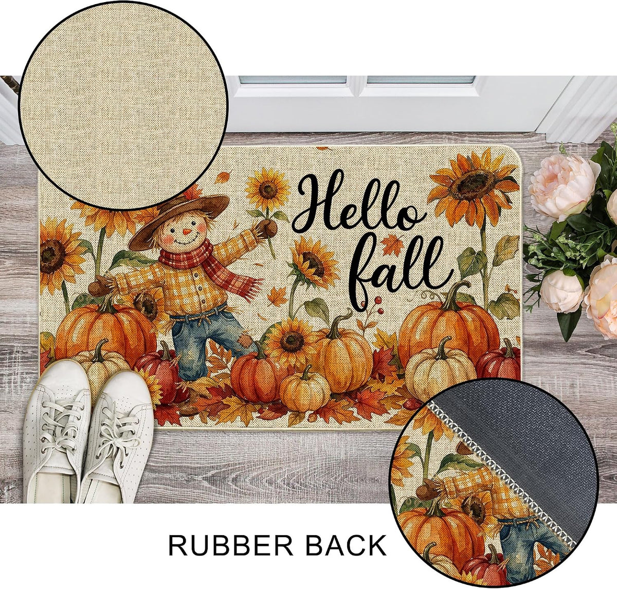 Hello Pumpkin Fall Door Mat, Fall Doormat 17X29 Inch