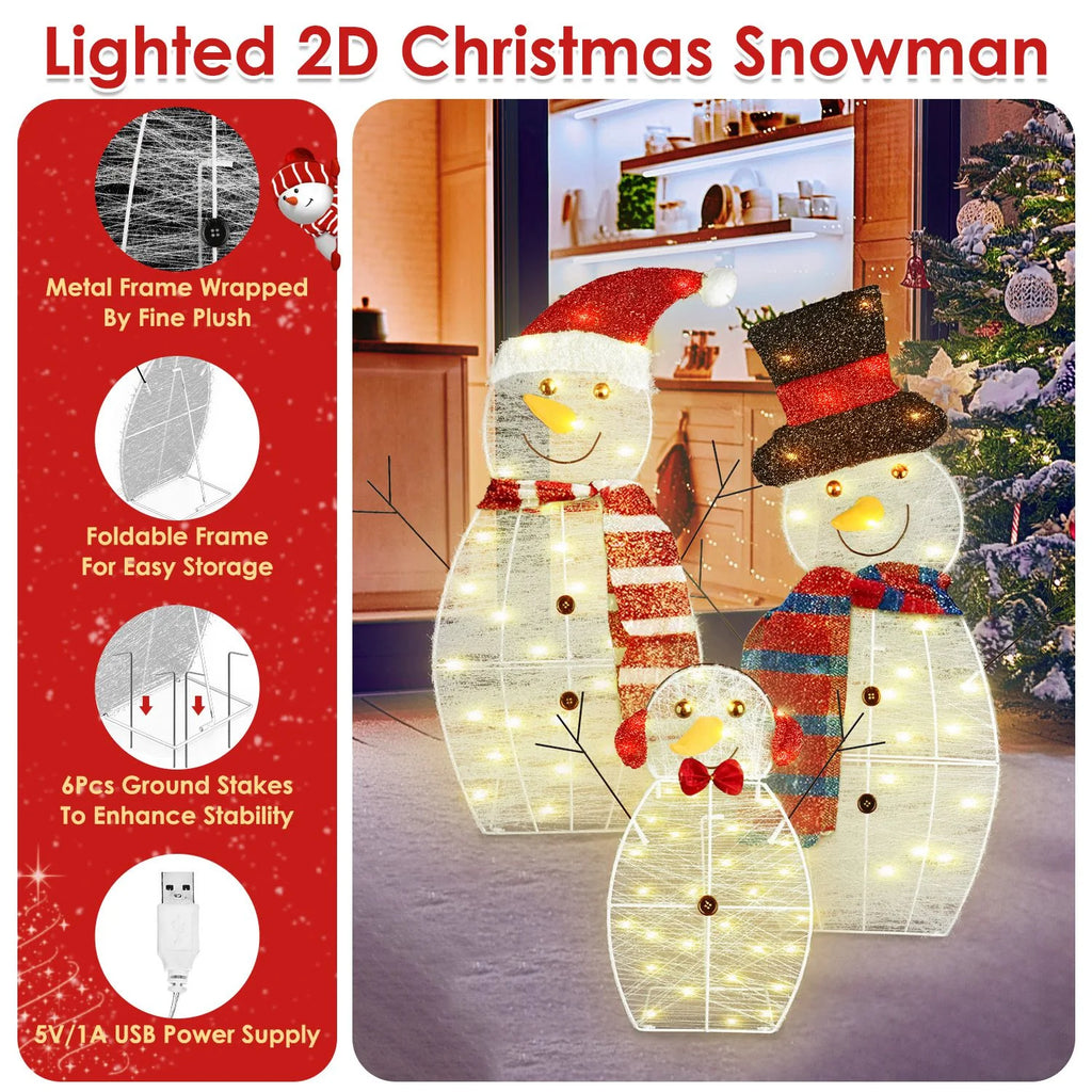 Lighted Snowman Family Yard Decoration, Set of 3