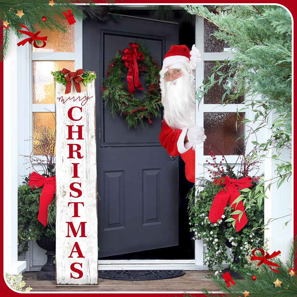 Merry Christmas Porch Sign, Front Door Hanging Decor, 42''
