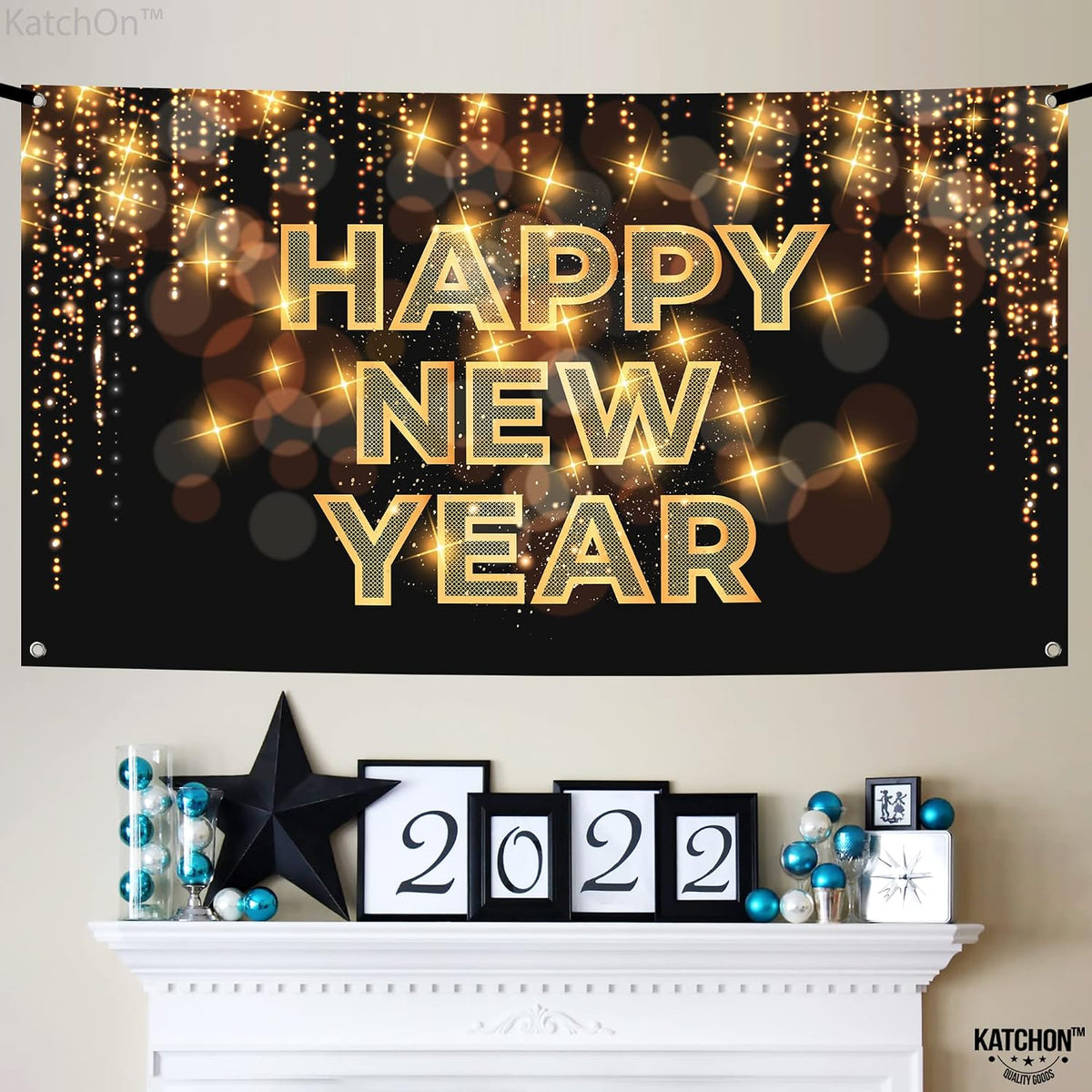 , Xtralarge Happy New Year Banner - 72 X 44 Inch | Happy New Year Backdrop for New Years Decorations 2027| NYE Eve Banner for NYE Decorations 2027| New Years Eve Party Supplies 2027