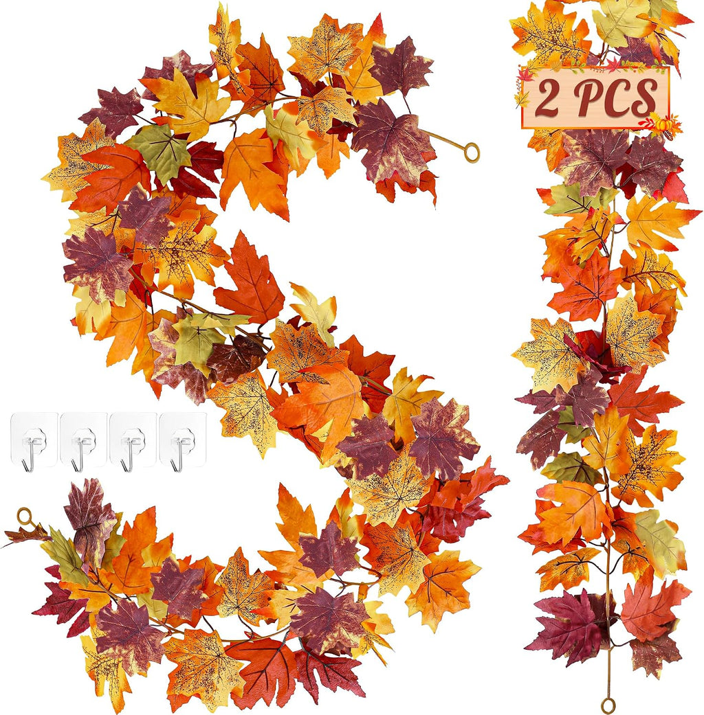 11.8FT 2Pack Fall Garland for Thankgiving Decorations for Home Mantle Decor