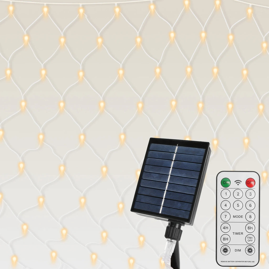 Solar Christmas Net Lights for Bushes, 192 LED, 9.8 x 6.6 ft