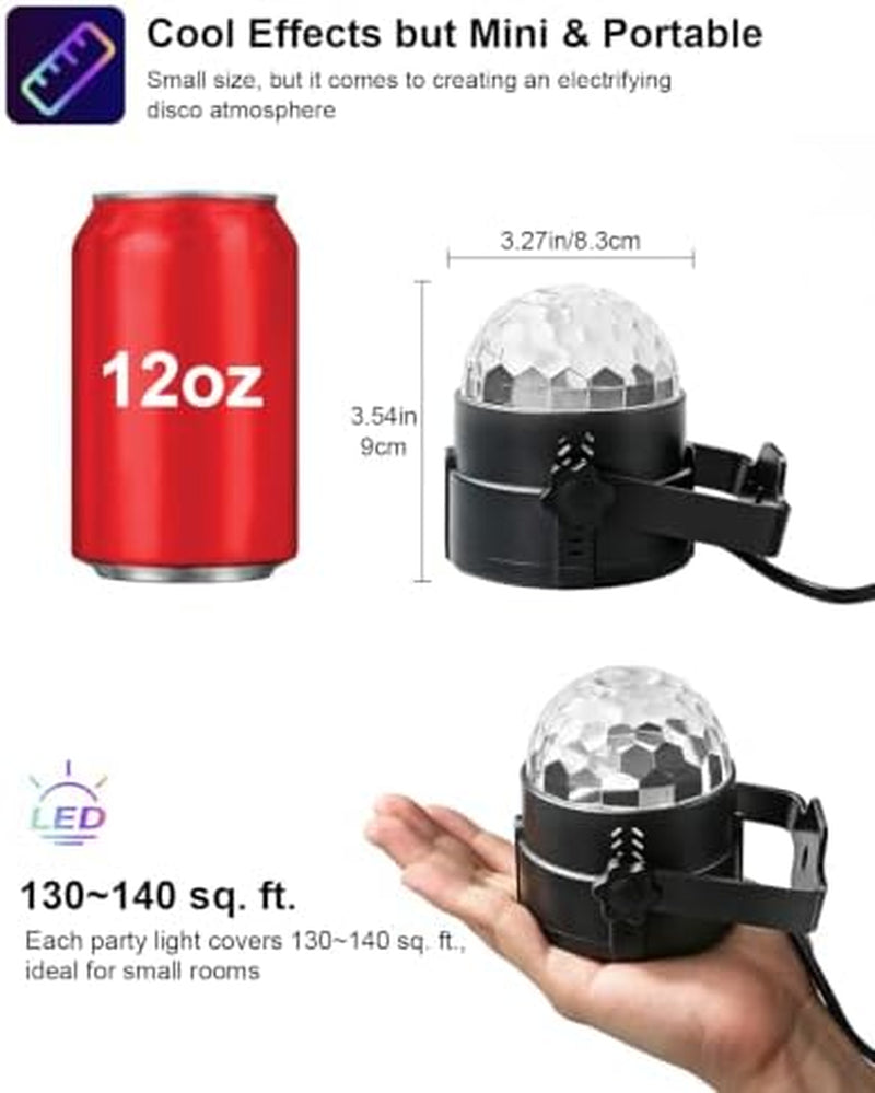 Activated Party Lights with Remote DJ Lighting, Disco Ball Strobe Stage Light for Home Room Dance Parties Birthday Karaoke Stocking Stuffers New Years Eve Halloween Christmas Decorations