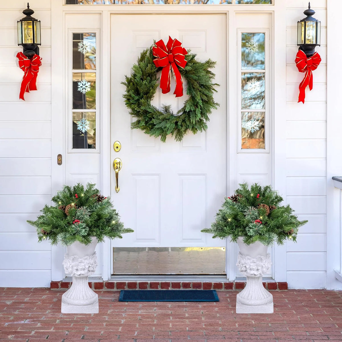 Pre-Lit LED Frosted Pinecones and Berries Christmas Urn Filler Garden Stake - 20"