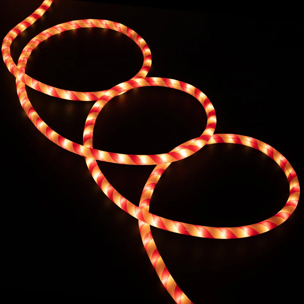 Striped Candy Cane Christmas Rope Lights - Red and White - 18'