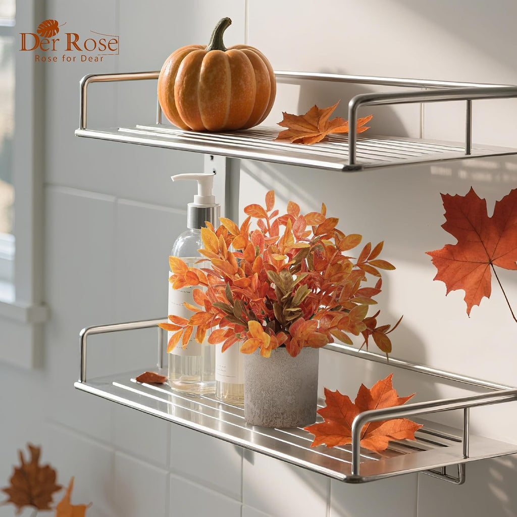 3 Pack Fake Plants Warm Orange Faux Plants for Fall Table Decor