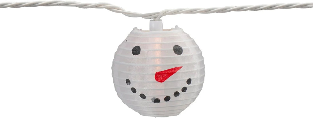 Snowman Paper Lantern Christmas Lights - Clear - 8.5' White Wire - 10Ct