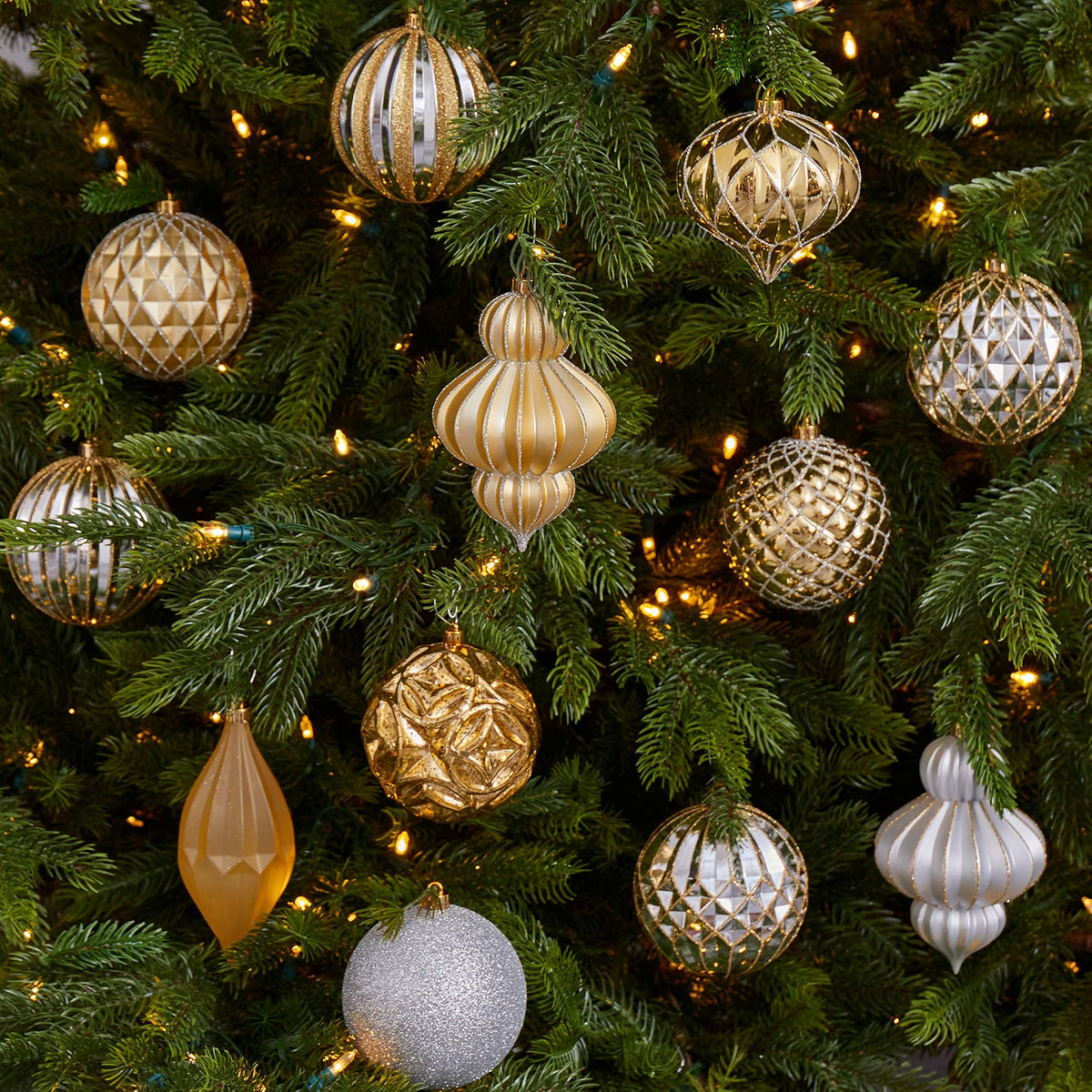 Holiday Lux Shatterproof, 12 Count Christmas Tree Ornament Set, 100Mm with Re-Useable Box