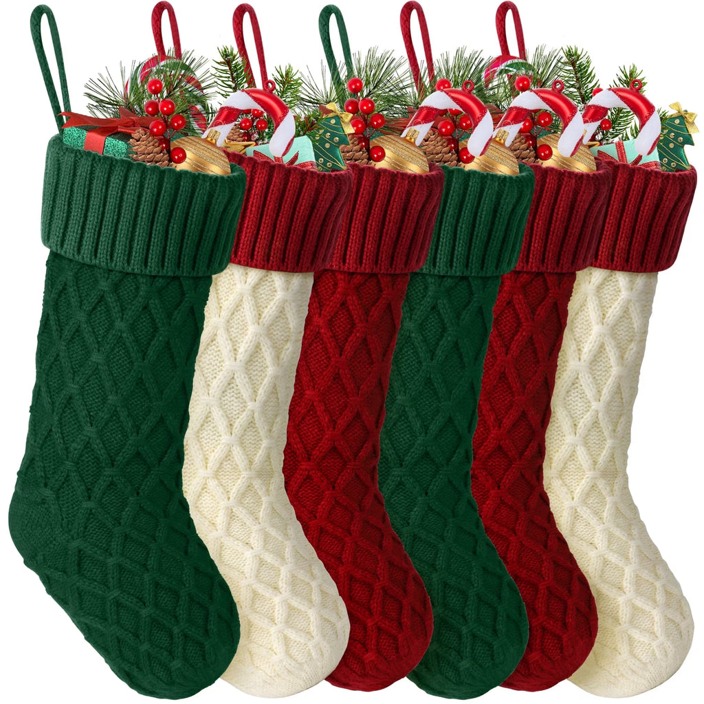 Knitted Christmas Stockings, 18 Inch, Set of 6