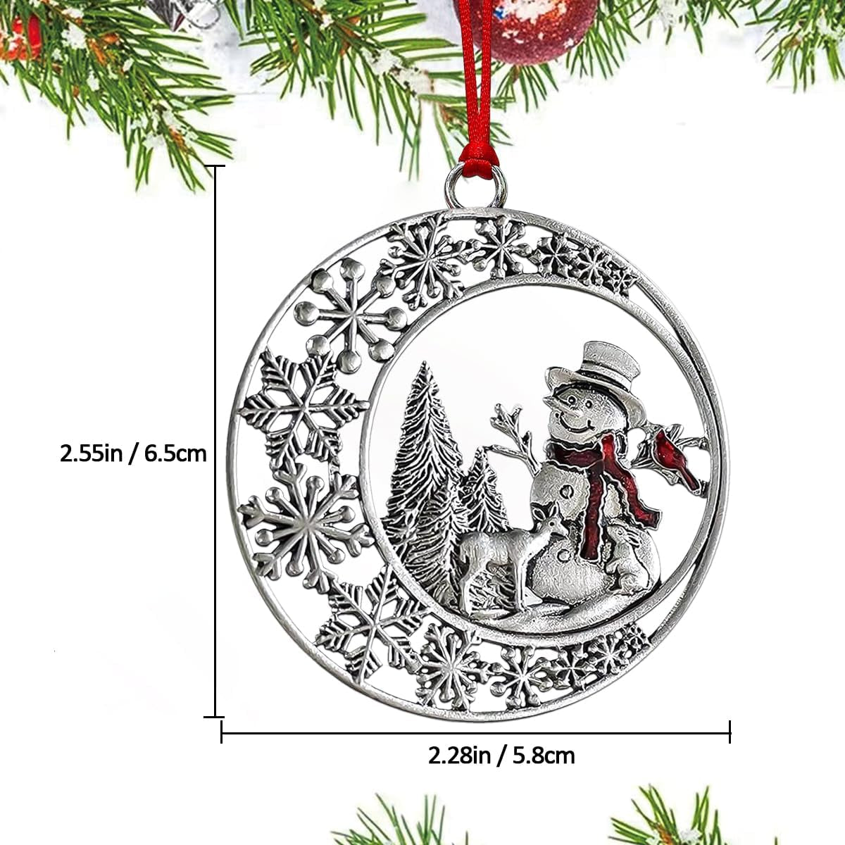 Christmas Ornaments 2026, Snowman Ornaments for Christmas Tree, Metal Snowflake Xmas Ornament, Pretty Cute Holiday Ornament, Vintage Snowman Gift