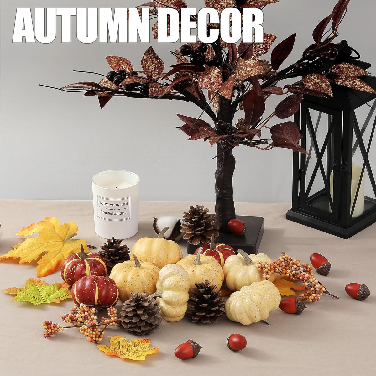 Pumpkin Decor Set, 23 PCS Fall Harvest Bowl Filler Decorations