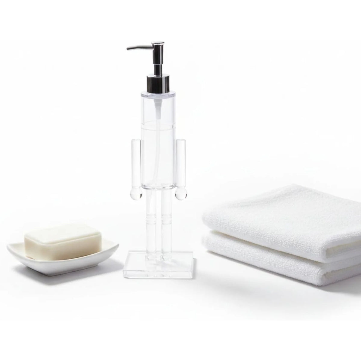 Nutcracker Liquid Soap Dispenser, Clear Refillable Lotion Pump for Christmas Decor