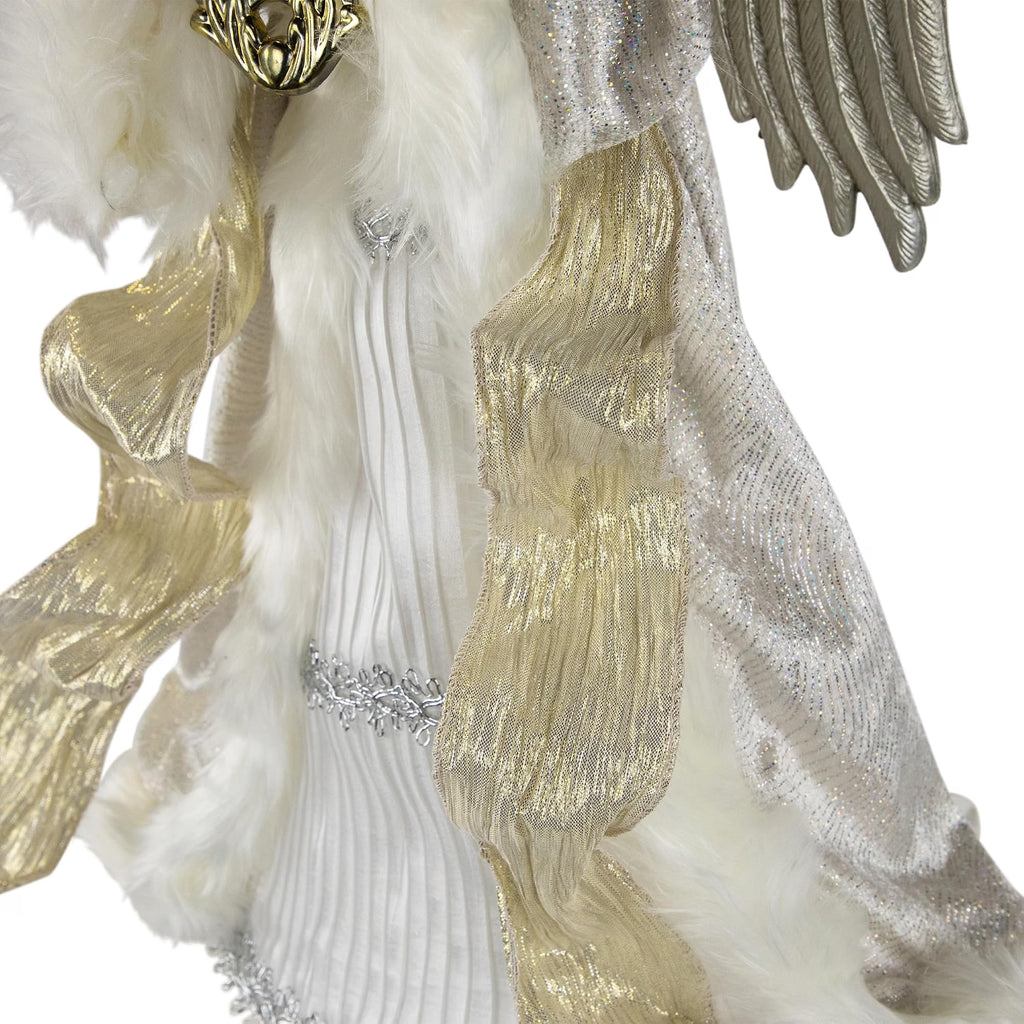18" White and Silver Angel Christmas Tree Topper, Unlit