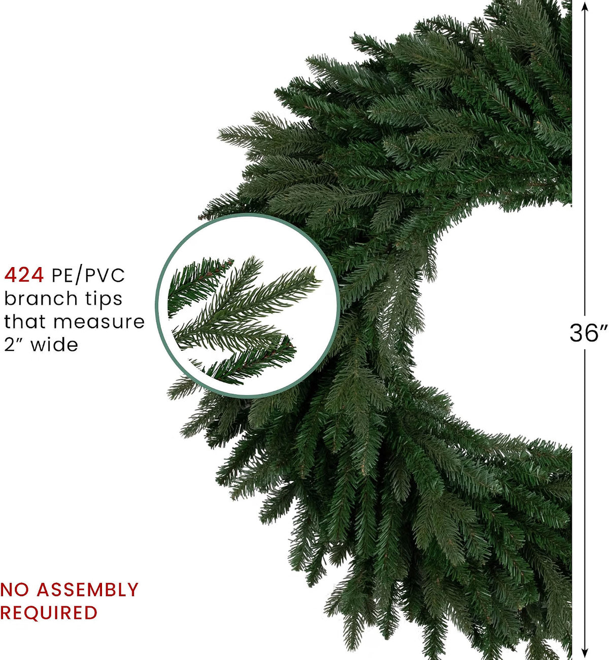 Grande Spruce Artificial Christmas Wreath - 36" - Unlit