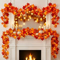 Lighted Fall Maple Leaf Garland, 11 ft Plug-In
