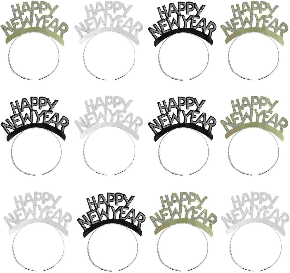 New Year's Eve Headbands & Party Hats, 12 Pieces