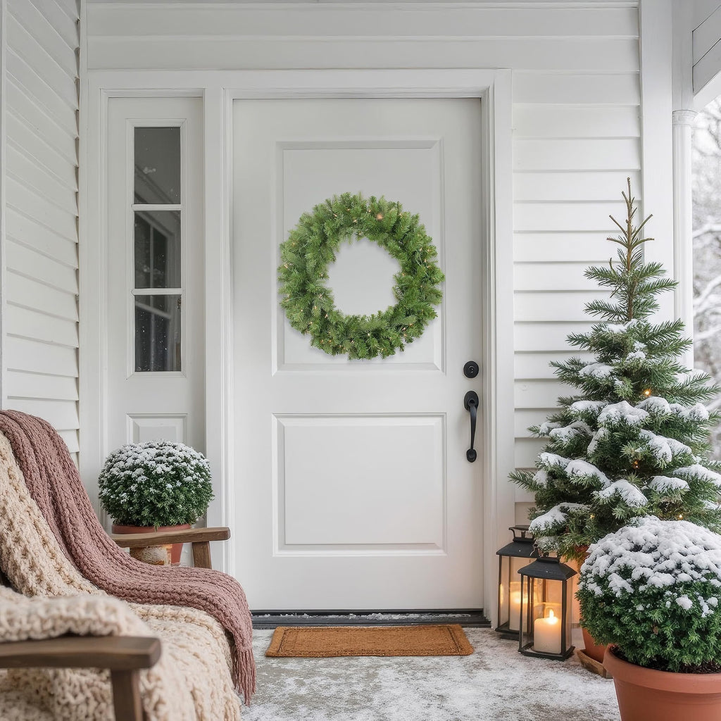 Pre-Lit Noble Fir Christmas Wreath, 30 Inch, Clear Lights