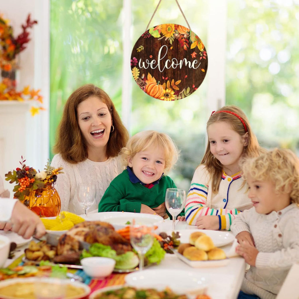 Fall Door Welcome Sign for Front Door Wooden Hanger Fall Home Decor