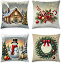 Christmas Throw Pillow Covers, 18 x 18 Inch, Set of 4