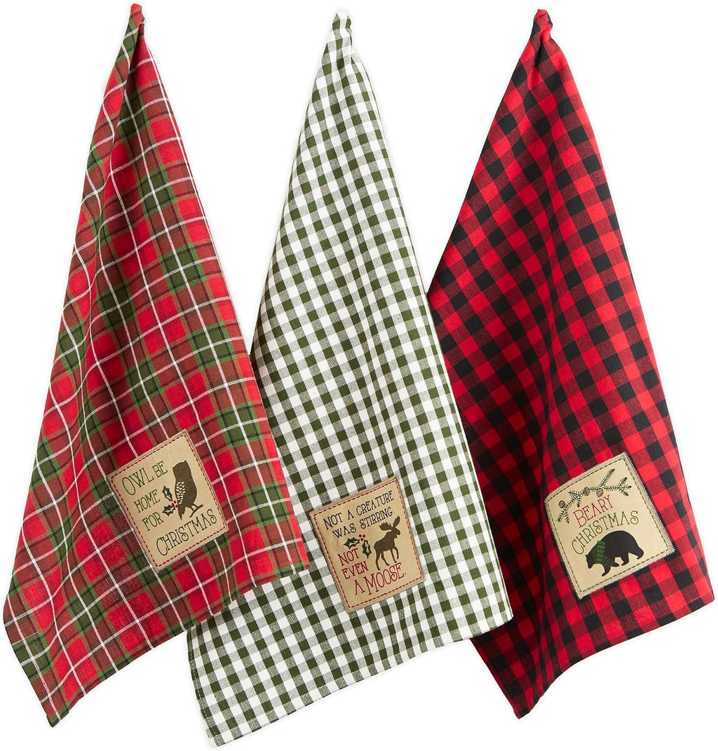 Cabin Christmas Embroidered Kitchen Towels (Set of 3)