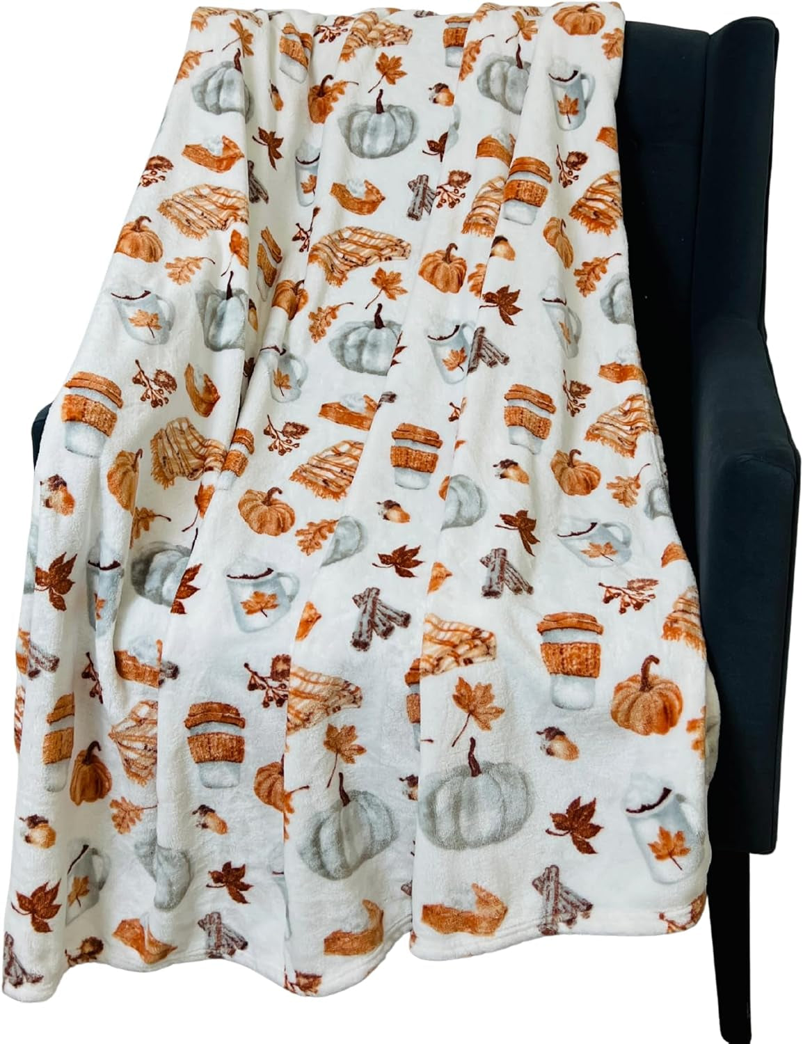 Pumpkin Spice Fall Fleece Throw Blanket (50 x 70 in)