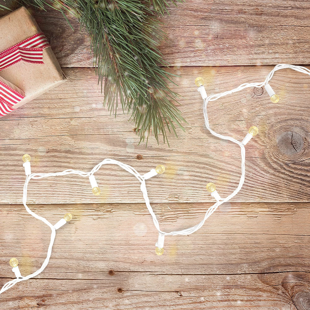LED G12 Berry Faceted Christmas Lights - Warm White - 15.9' White Wire - 50Ct