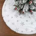 White Faux Fur Snowflake Tree Skirt, 48 Inch