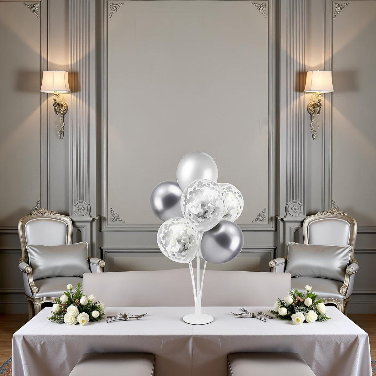4Set Silver Balloon Stand Table Centerpieces Party Decor