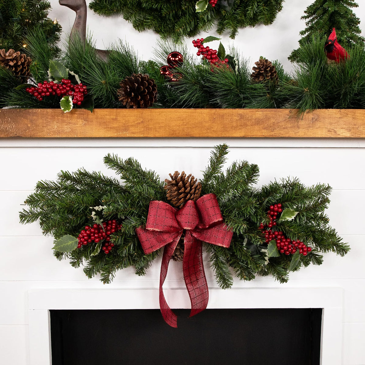32" Canadian Pine Artificial Christmas Door Swag - Unlit