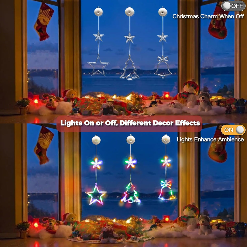 Christmas Window Lights Decoration, Star, Bell & Tree Multicolor