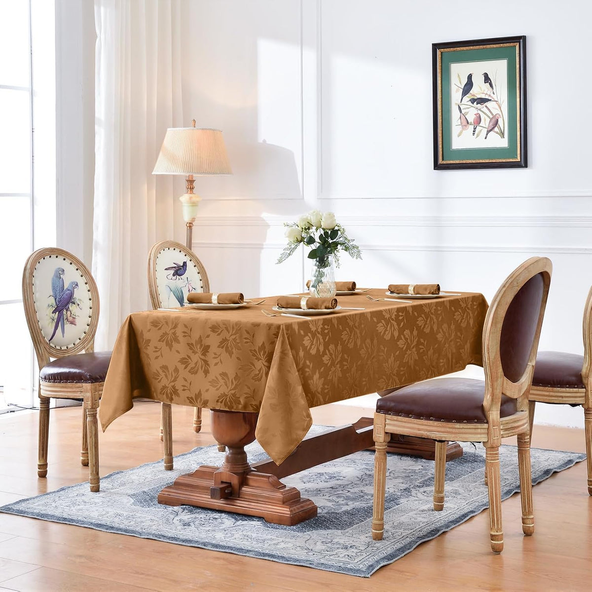 Fall Jacquard Rectangle Tablecloth, Thanksgiving Dining Decor