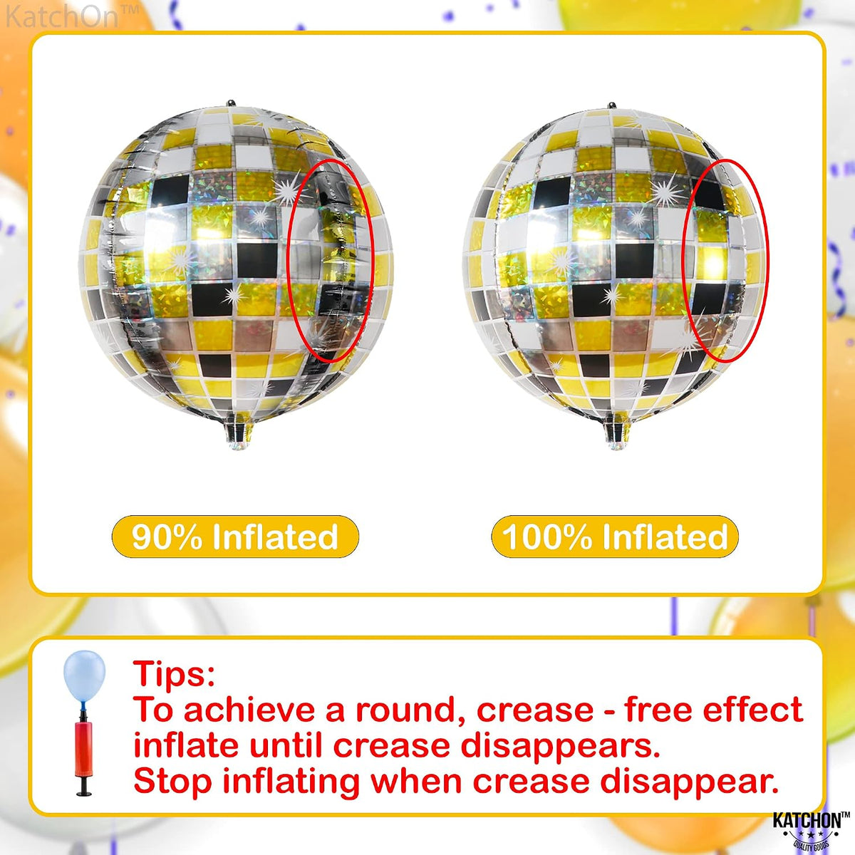 , Shiny Disco Ball Foil Balloons - Big 22 Inch, Pack of 12