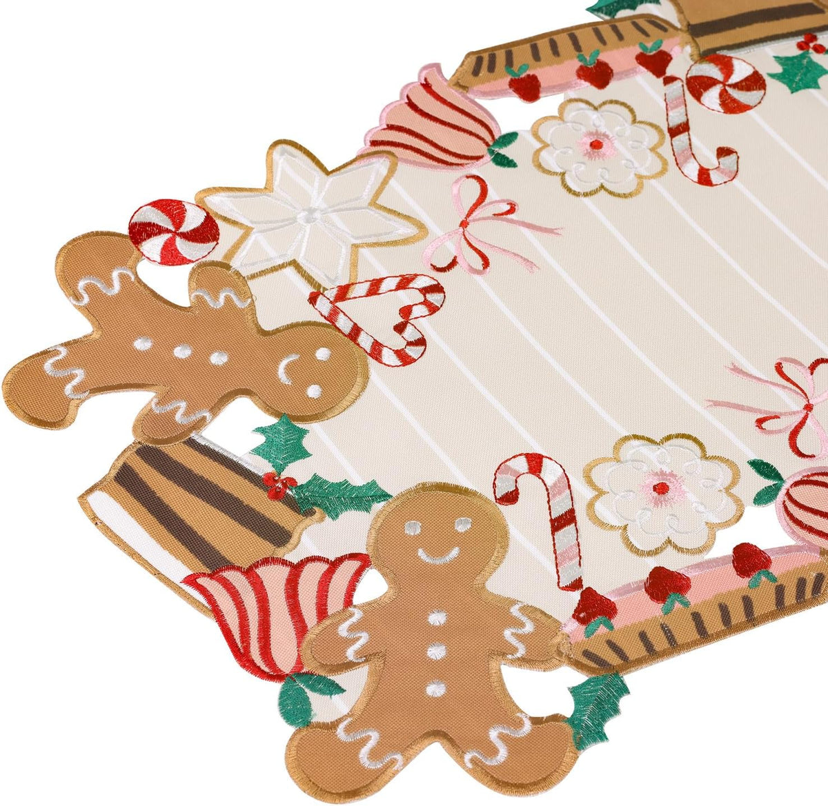 Gingerbread Table Runner Christmas Decorations Candy Cane 36 Inches Long