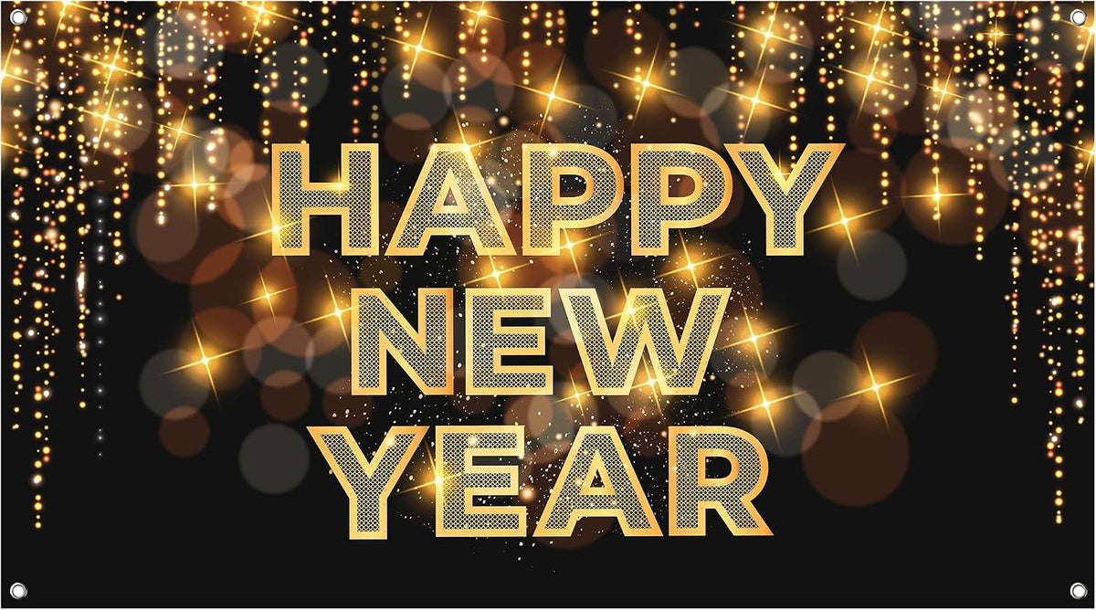 Extra-Large Happy New Year Backdrop Banner, 72 x 44 Inch