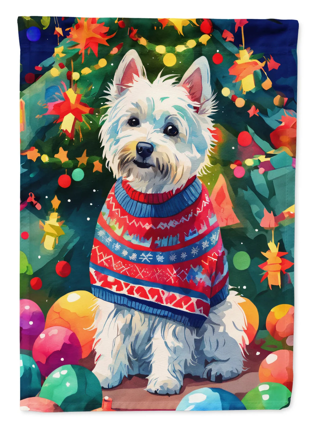 Westie Christmas House Flag, 28 x 40 Inch