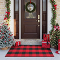 Red & Black Buffalo Plaid Christmas Door Mat, 24 x 51 Inch