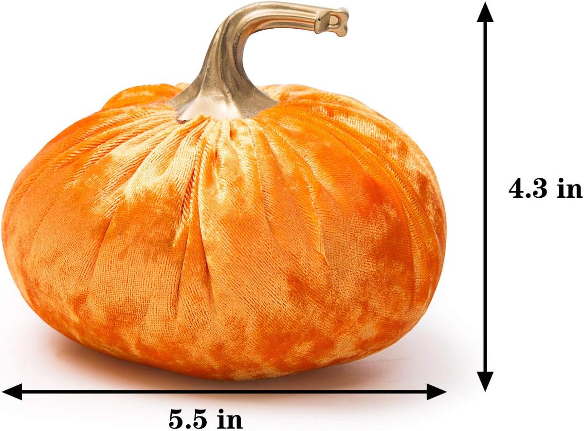 6PCS Handmade Velvet Pumpkins for Halloween Thanksgiving Decoration