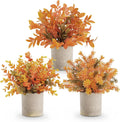 Warm Orange Faux Potted Plants for Fall (3-Pack)