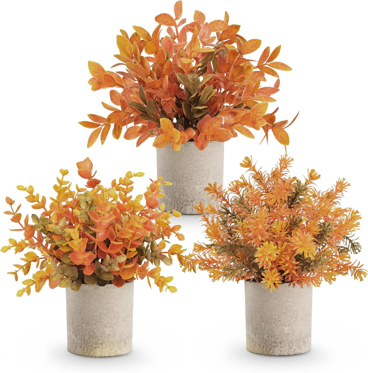 Warm Orange Faux Potted Plants for Fall (3-Pack)