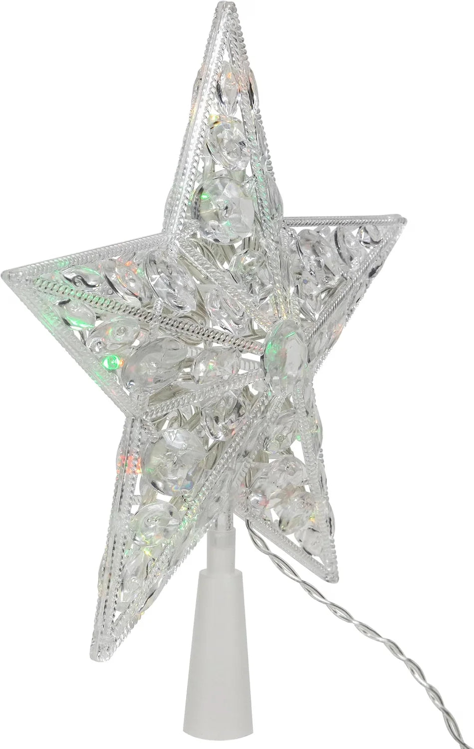 LED Lighted Color Changing Jeweled Star Christmas Tree Topper - 9.5"