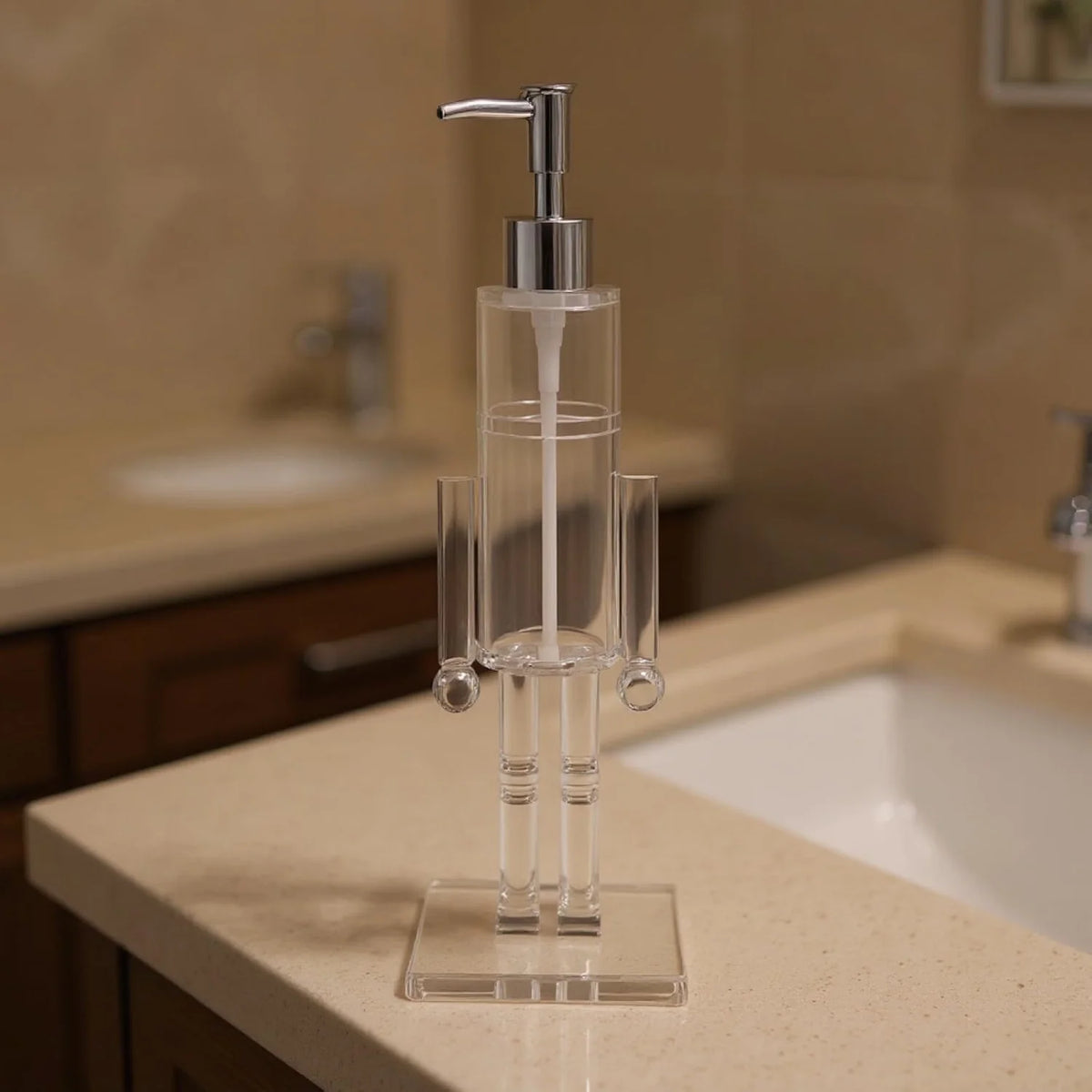 Nutcracker Liquid Soap Dispenser, Clear Refillable Lotion Pump for Christmas Decor