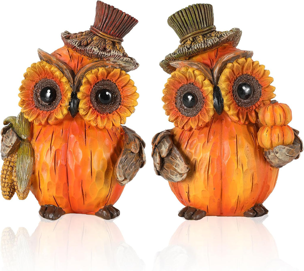 Thanksgiving Harvest Owl Figurines (2-Pack)