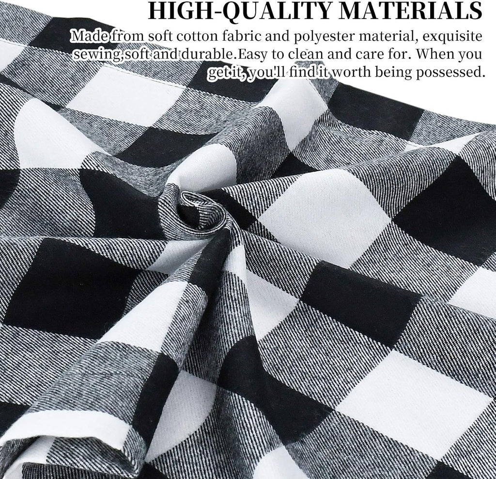 Buffalo Check Table Runner Cotton Black and White Plaid Classic Stylish Design for Family Dinner Christmas Holiday Birthday Party Table Home Decoration (White and Black, 14 X 72 Inch)