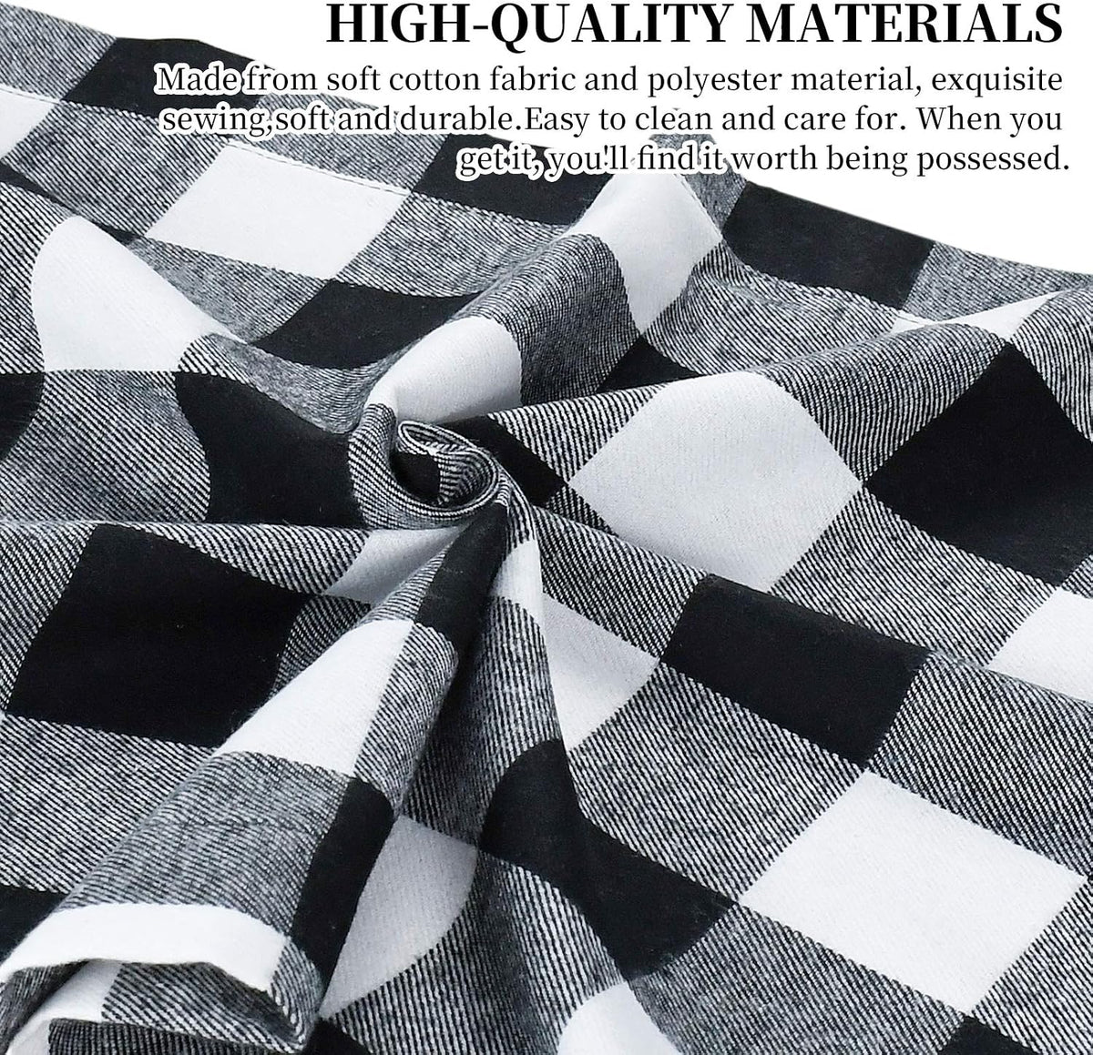 Buffalo Check Table Runner Cotton Black and White Plaid Classic Stylish Design for Family Dinner Christmas Holiday Birthday Party Table Home Decoration (White and Black, 14 X 72 Inch)