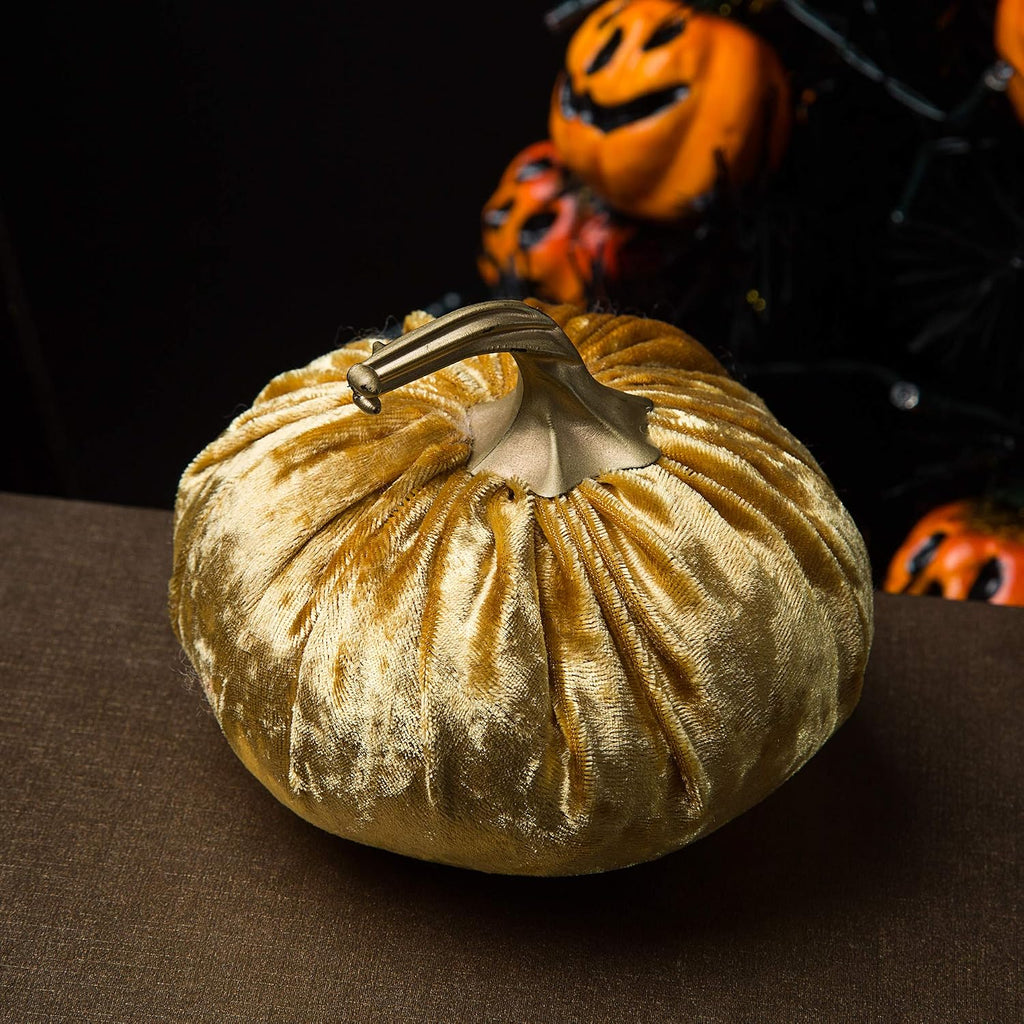 6PCS Handmade Velvet Pumpkins for Halloween Thanksgiving Decoration