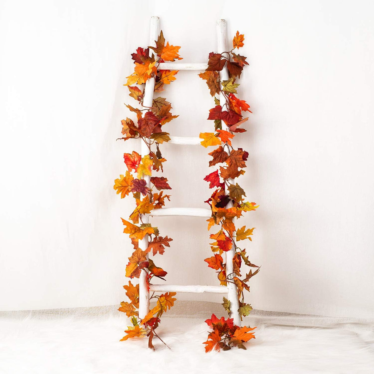 2 Pack Fall Maple Garland - 5.9Ft/Piece Artificial Fall Foliage Garland Colorful Autumn Decor for Home Wedding Party (Mixed Color)