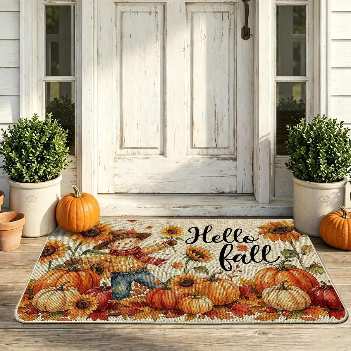 Hello Pumpkin Fall Door Mat, Fall Doormat 17X29 Inch