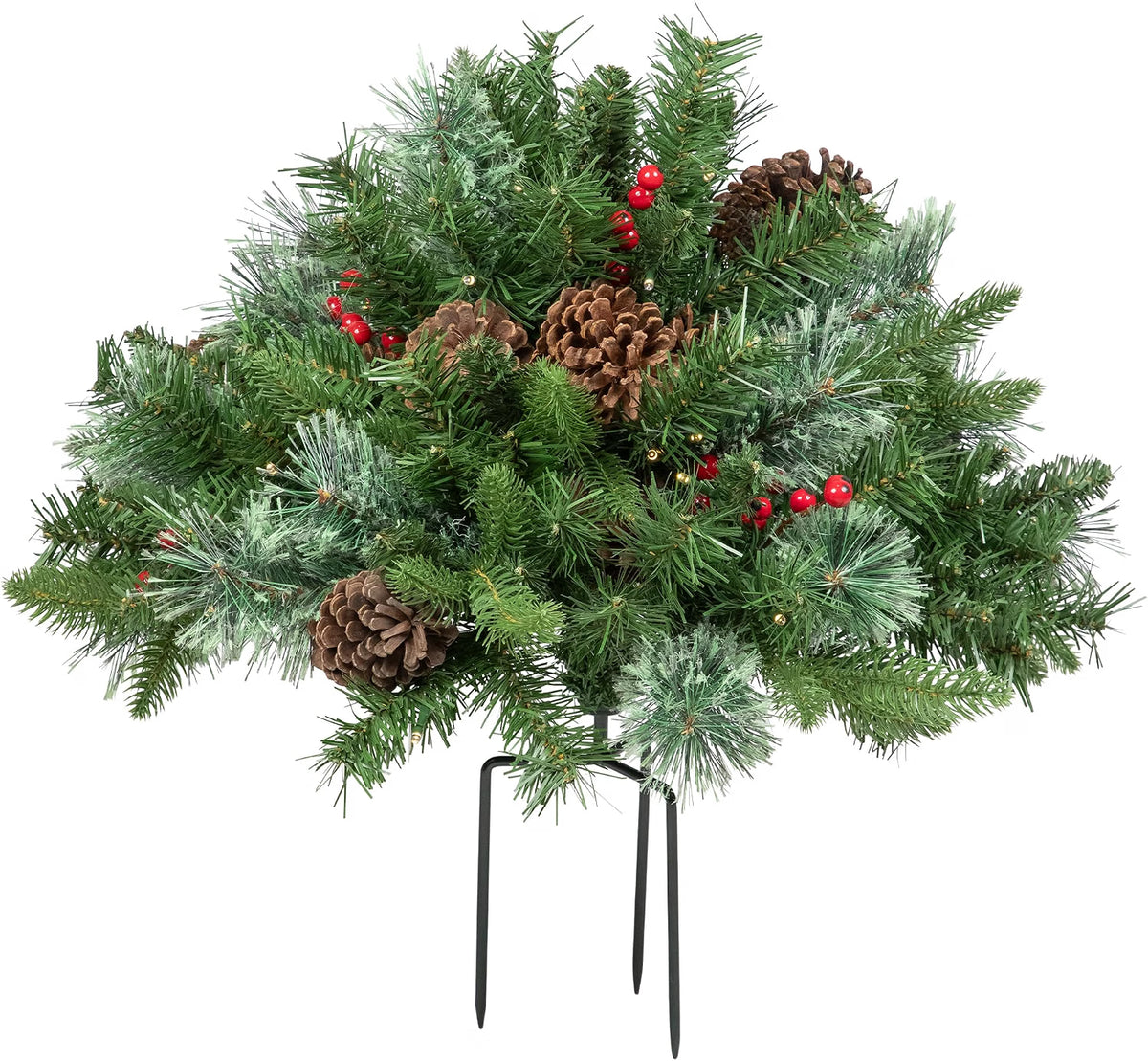 Pre-Lit Frosted Pinecone & Berry Urn Filler, 20 Inch