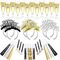 New Year's Eve Toast Set: Champagne Flutes, Headbands & Noise Makers